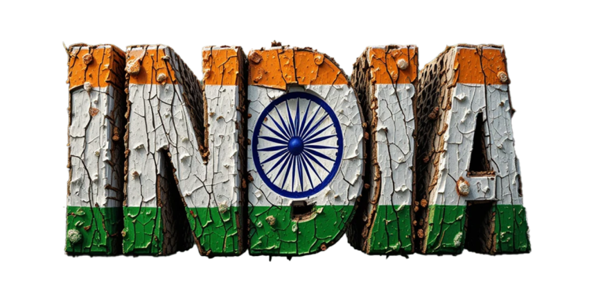 India Tricolor PNG Text | Indian Flag Texture Typography Transparent Background Free Download