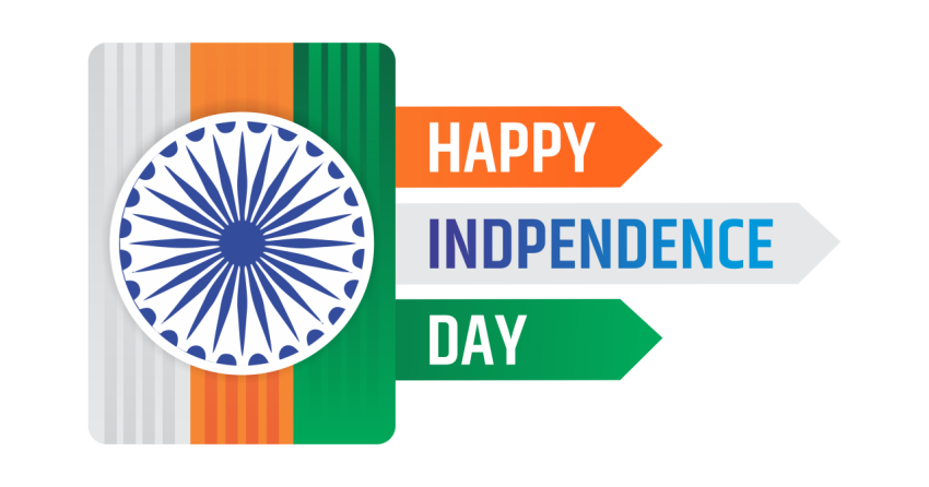 15th August PNG Free Download Happy Independence Day PNG Design with Tricolor & Ashoka Chakra – Free Transparent PNG Typography Download