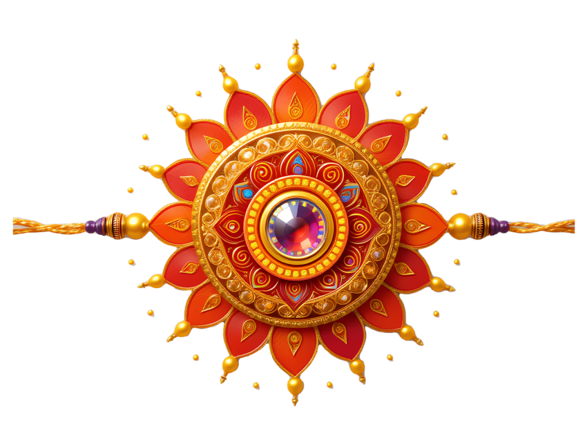 Beautiful Decorative Rakhi  PNG Transparent Background Free Download | Raksha Bandhan PNG Design