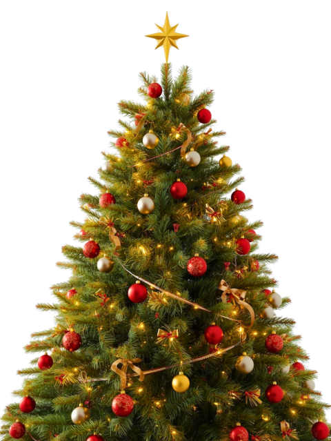 HD Merry Christmas Text With Tree &  Ribbon Logo PNG Free Download