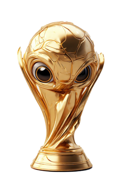Funny World Cup Trophy PNG with Cartoon Eyes – Transparent Background Free Download