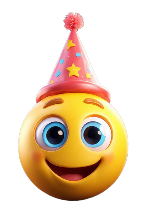 Happy Birthday Hat Smile Emoji PNG | Cute Party Smiley Face with Transparent Background Free Download