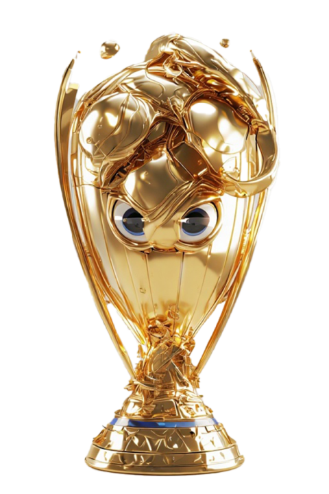 Golden World Cup Emoji Trophy PNG | Funny Cartoon Champion Cup Transparent