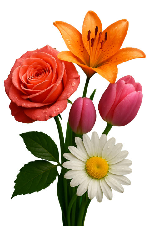 Mixed Flower Bouquet Free PNG Transparent Image