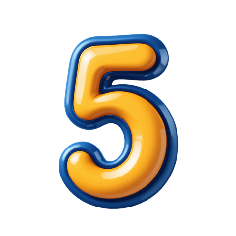 3D Number 5 PNG Text Effect Free Download | Yellow & Blue Balloon Style Free Download