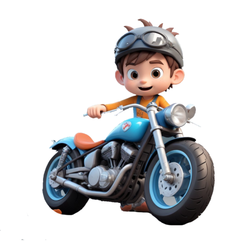 Motorcycle Bike With Boy 3D PNG Free Download -  VistaPNG