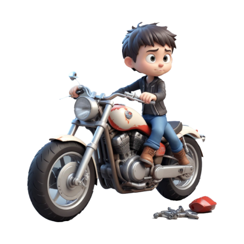 Motorcycle With Boy 3D PNG Free Download - VistaPNG