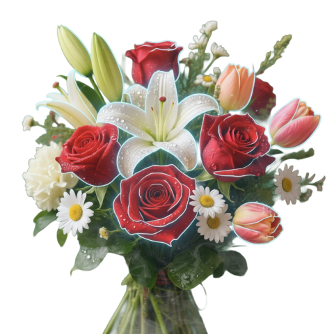 Beautiful Rose Lily Tulip Flower Bouquet PNG Free Transparent Download – VistaPNG