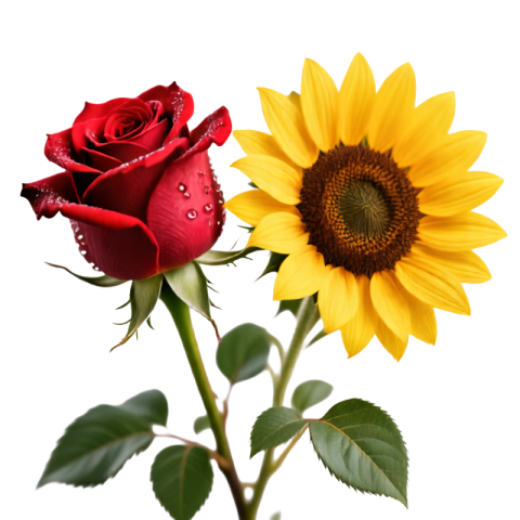 Rose & Sunflower PNG Free Download | Transparent HD Image