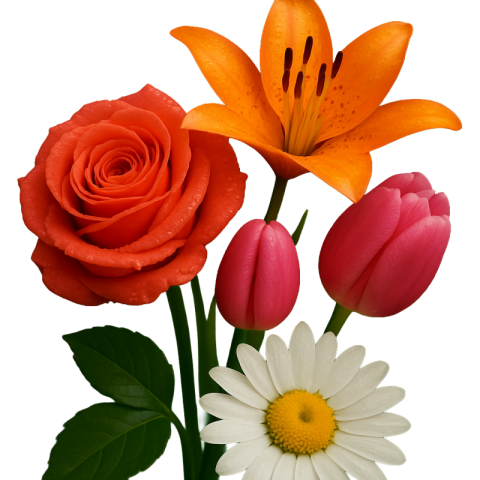 Colorful Flower Bouquet Free PNG Transparent Image Download | VistaPNG