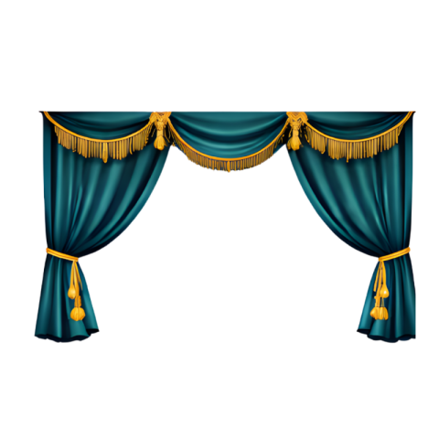 Royal Teal Green Stage Curtain Isolated Transparent Background Free PNG Image Download | VistaPNG