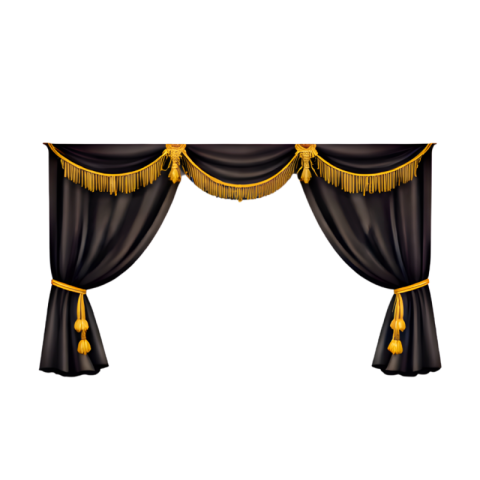 Black and Gold Luxury Stage Curtain Isolated Transparent Background Free PNG Image Download | VistaPNG