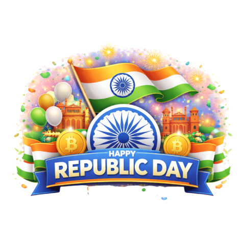 Happy Republic Day Celebration with Indian Flag and Ashoka Chakra Free PNG Image Download | VistaPNG