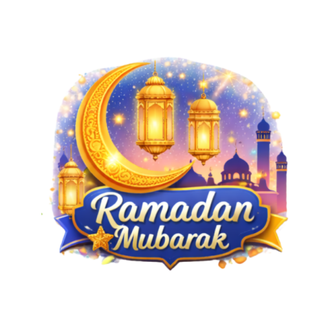 Ramadan Mubarak Islamic Greeting with Crescent Moon and Lanterns Free PNG Image Download | VistaPNG