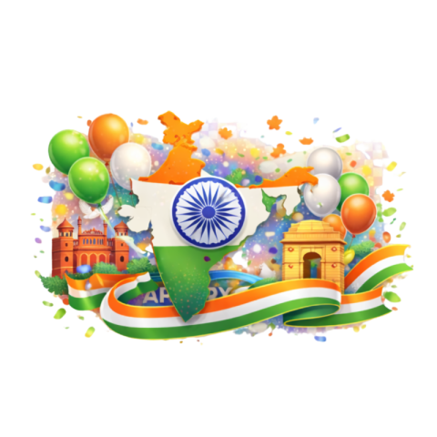 India Map with Tricolor and Ashoka Chakra Republic Day Transparent PNG Image Download | VistaPNG
