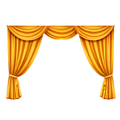 Golden Yellow Stage Curtain Luxury Drapes Transparent Free PNG Image Download | VistaPNG