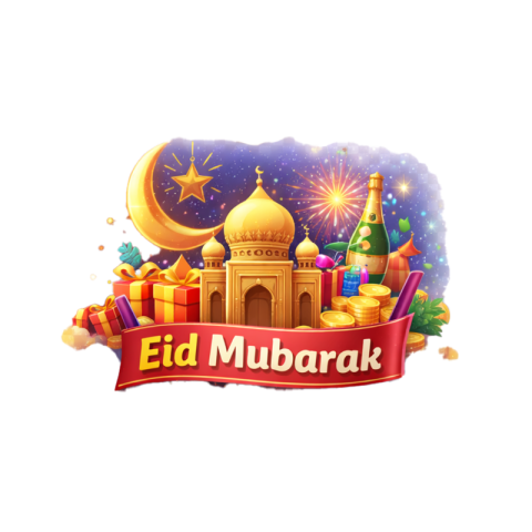 Eid Mubarak Islamic Festival Celebration with Mosque Free PNG Image Download | VistaPNG