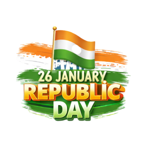 26 January Republic Day Brush Stroke Design with Indian Flag Free PNG Image Download | VistaPNG
