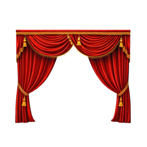 Red Theater Stage Curtain with Golden Tassels Transparent Free PNG Image Download | VistaPNG