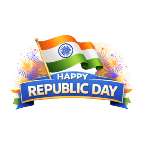 Happy Republic Day Banner with Fireworks and Indian Flag Free PNG Image Download | VistaPNG