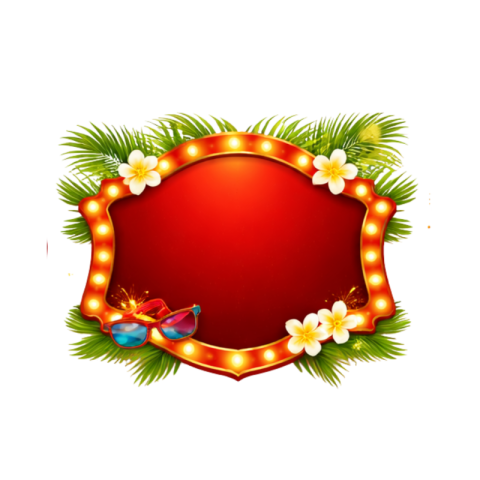 Decorative Red Light Frame with Leaves and Flowers Free Transparent PNG Download | VistaPNG