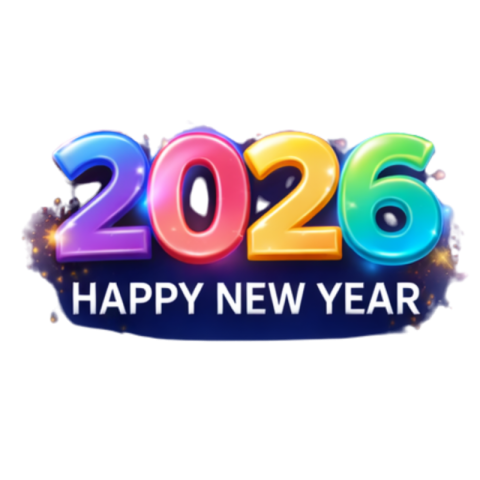 2026 Colorful Happy New Year Blue Banner Free Transparent PNG Download | VistaPNG