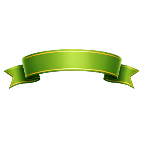 Green Ribbon Banner With Golden Border Transparent PNG IMAGE FREE DOWNLOAD
