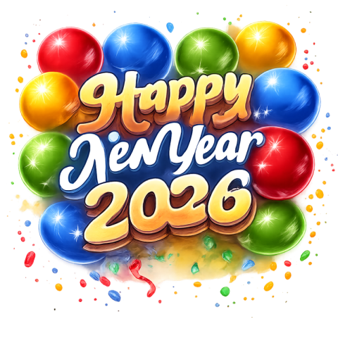 Happy New Year Bold White Typography PNG IMAGE FREE DOWNLOAD