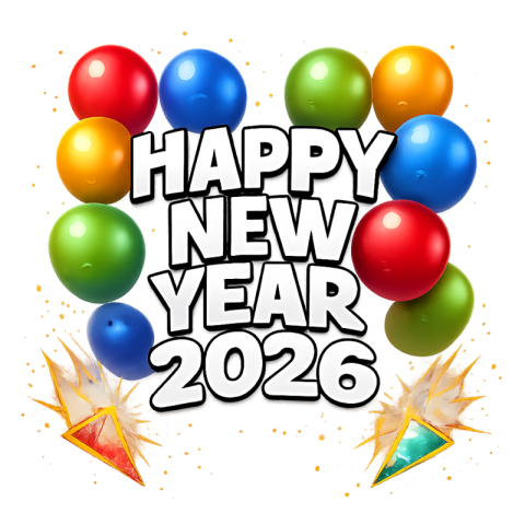 Happy New Year 2026 Golden Text Celebration PNG IMAGE FREE DOWNLOAD