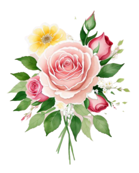 Free Watercolor Rose Bouquet PNG – Transparent Background Floral Clipart