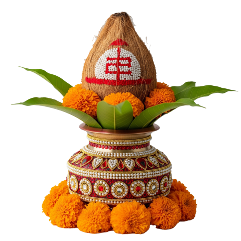 Decorative Golden Puja Kalash Free Transparent PNG Download