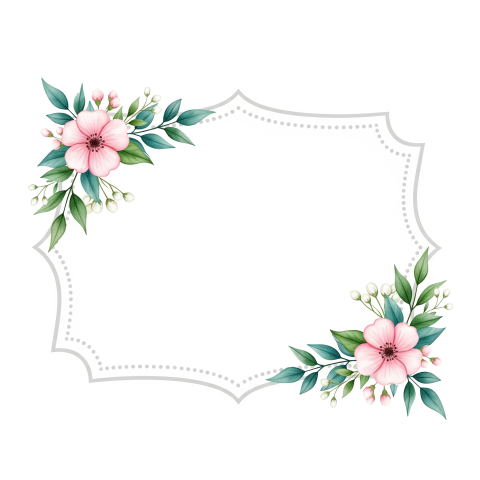 Decorative Rectangular Flower Shape Frame PNG Free Download