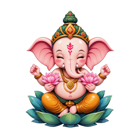 Shri Lord Ganesha Clipart PNG Ganesha Lotus PNG – Transparent Background Free Download
