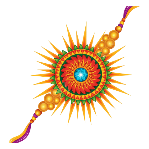 Golden Rakhi PNG Transparent Background Free Download | Raksha Bandhan PNG Design