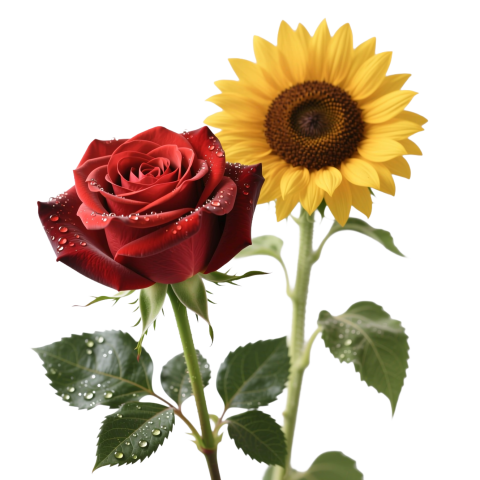 Rose & Sunflower Free Transparent Image Download