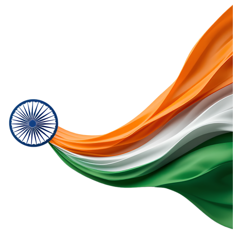 15 August Indian Flag Wave with Ashoka Chakra PNG Transparent Background Free Download