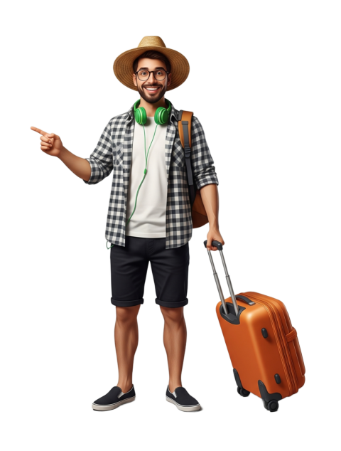 Travel Man PNG Free Download – Tourist Man with Suitcase Transparent Background - VistaPNG